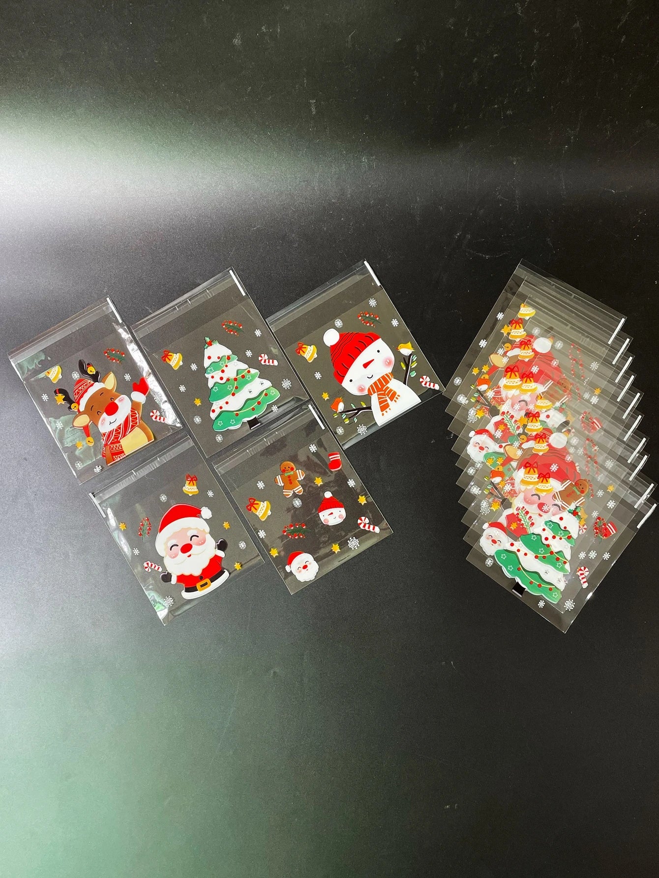 Santa Claus Transparent Cookie Bags