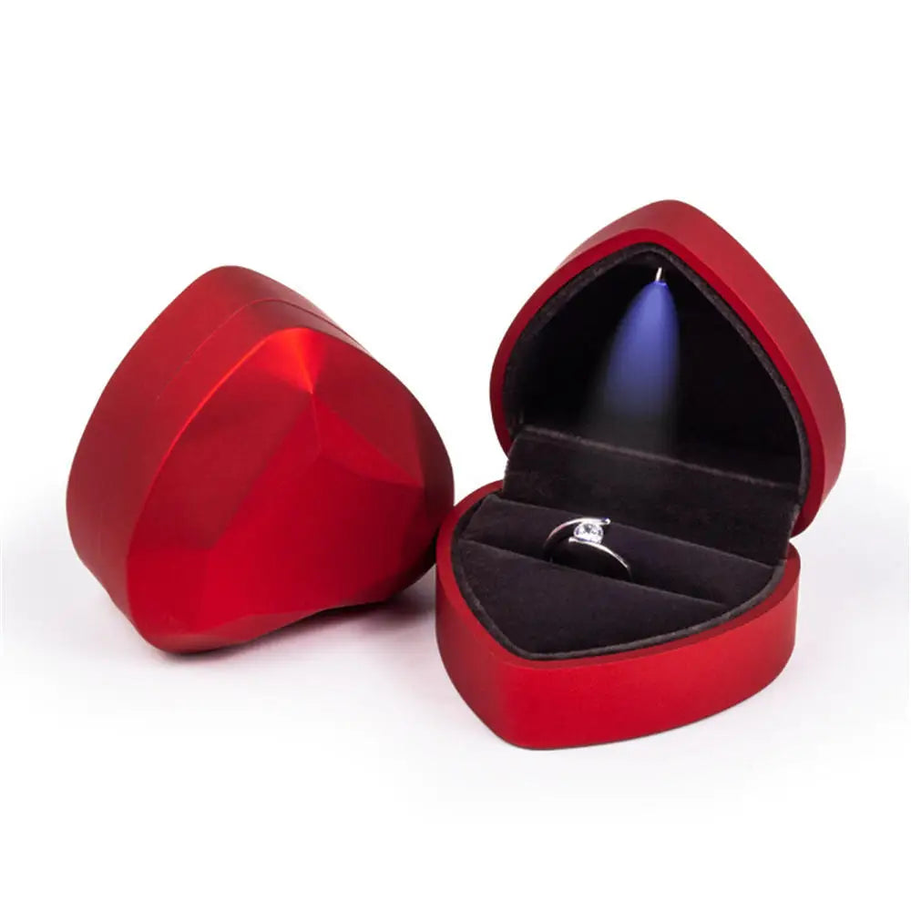 LED Light double rings box for wedding
