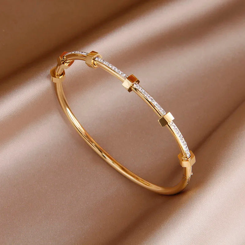 Full crystal letter bowknot charm bracelet