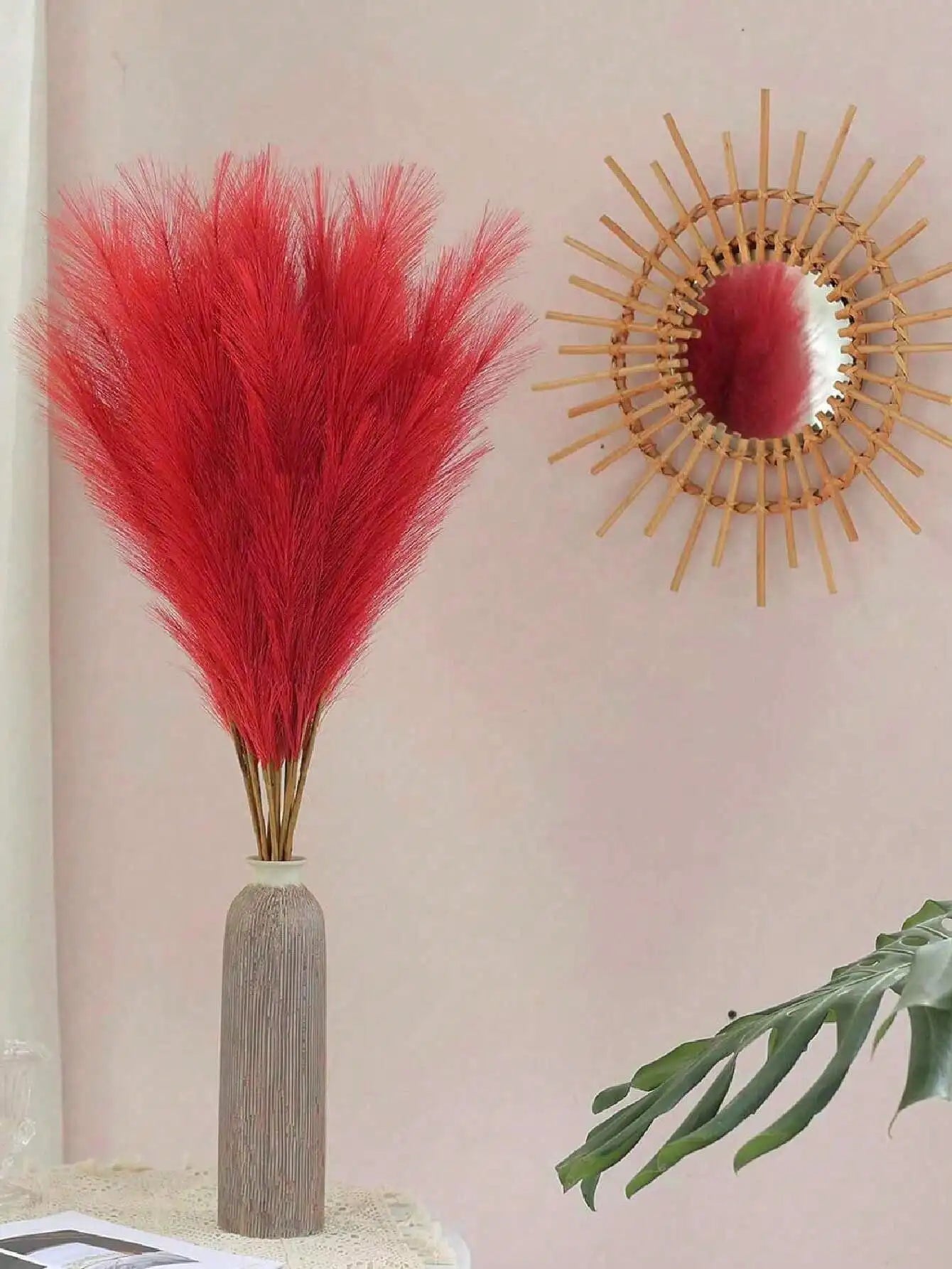 Red Artificial Pampas ,55cm/21.65in 5/10/20pcs