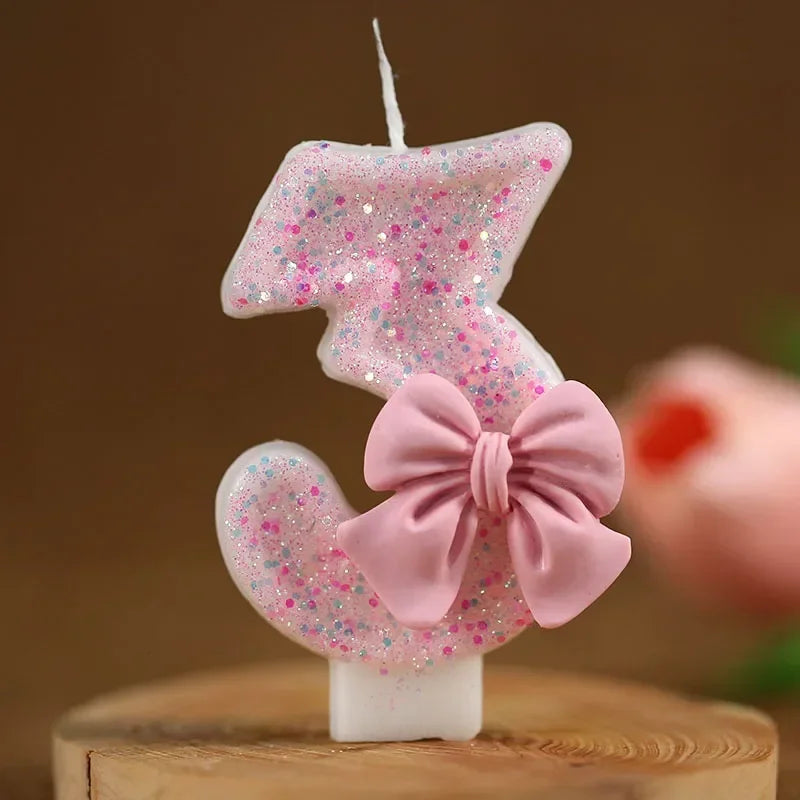 Pink Bow 3D candles