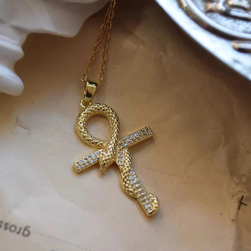 Cross pendant Zircon ston necklace