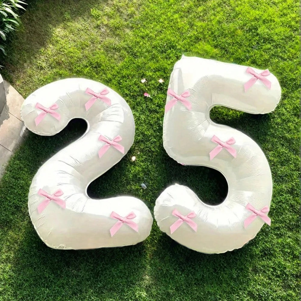 Pink Bow balloons number