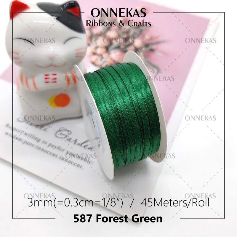 Satin ribbon 100% polyester (45M) 3mm