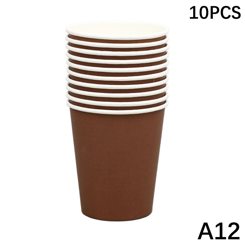 10PCS 9oz Solid Color Disposable Paper Cups
