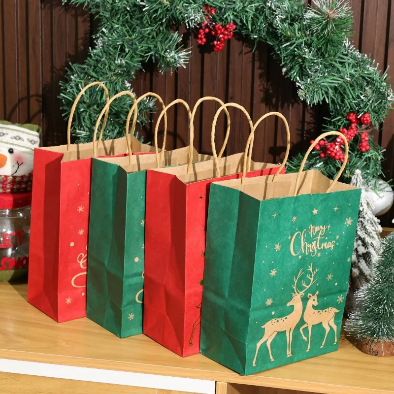 Kraft Christmas Gift Bags – 1/15PCS