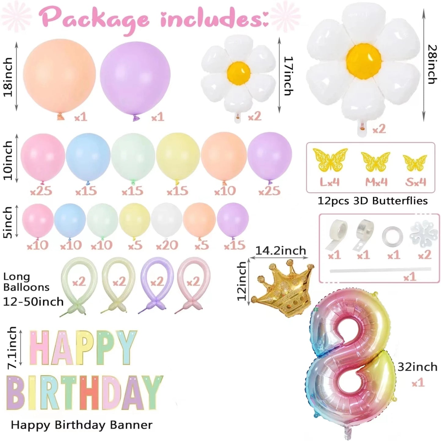 200PCS Macaron Foil Balloon Garland Set