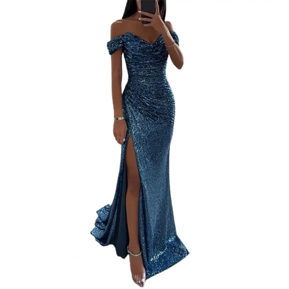 Caren Off-Shoulder Sequin Gown