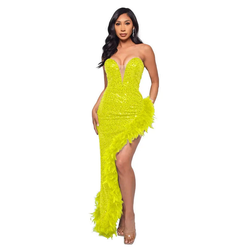 Dillma Sequin Feather Dress