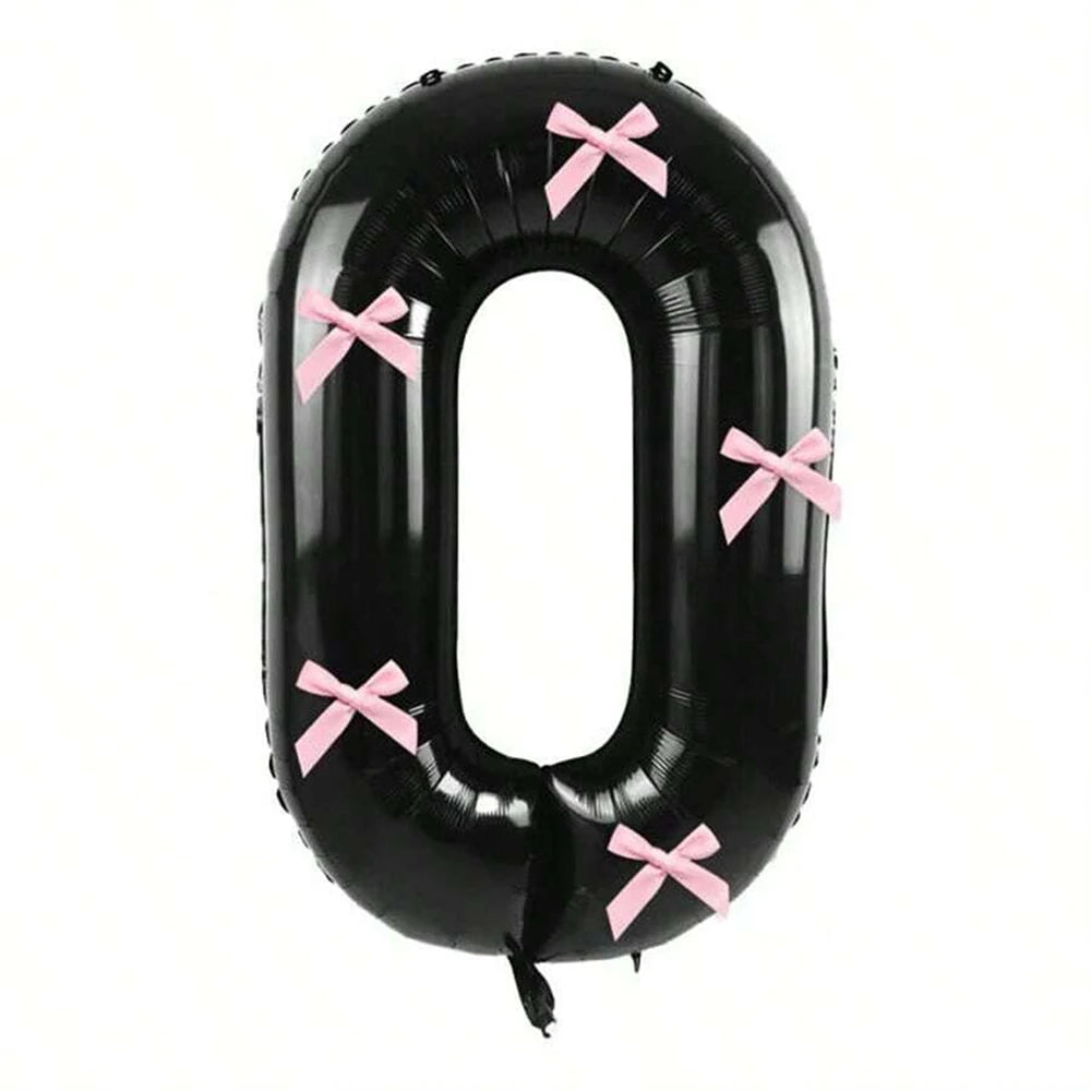 Pink Bow balloons number