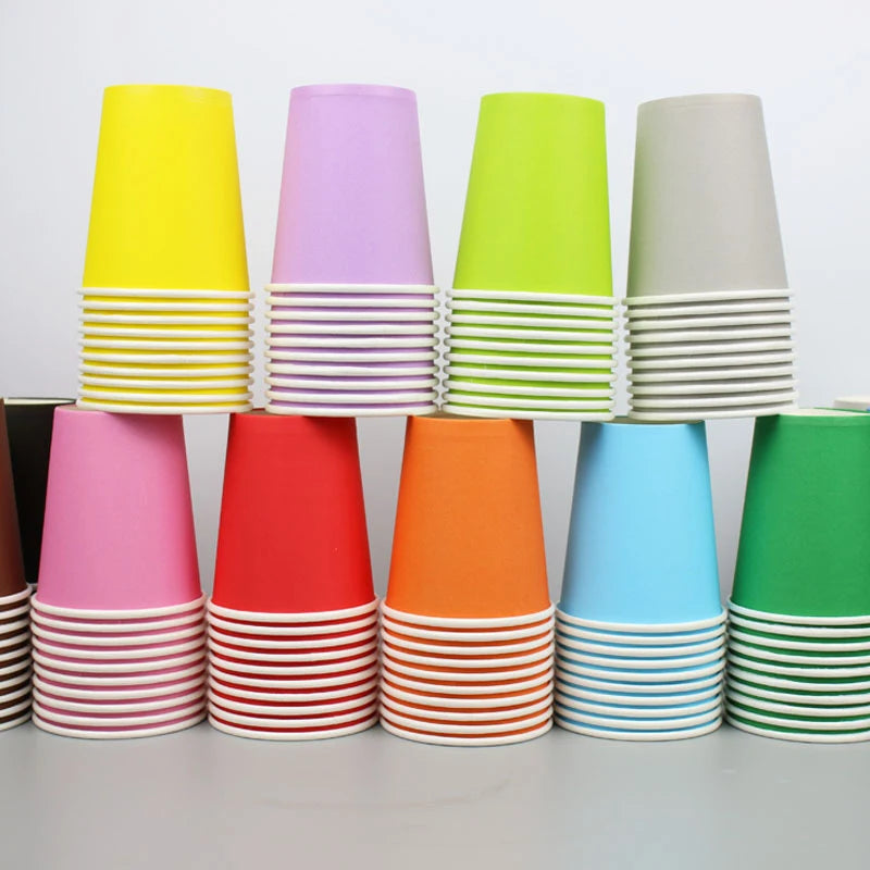 10PCS 9oz Solid Color Disposable Paper Cups