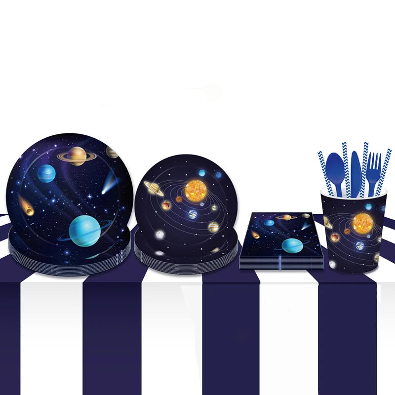 Out Space galaxy theme party disposable set for 8 persern