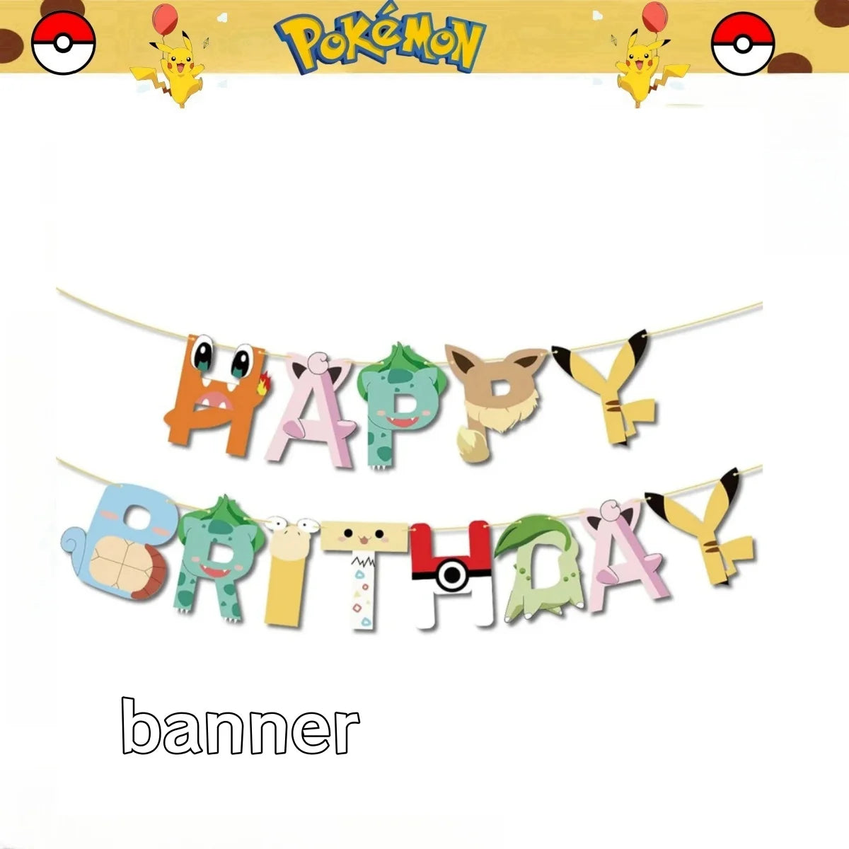 Pokemon Pikachu Happy Birthday Banner