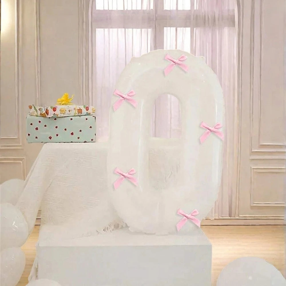 Pink Bow balloons number