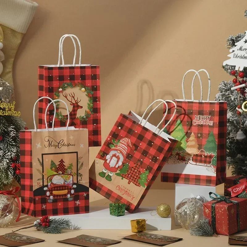 Christmas Kraft Gift Boxes with Handle