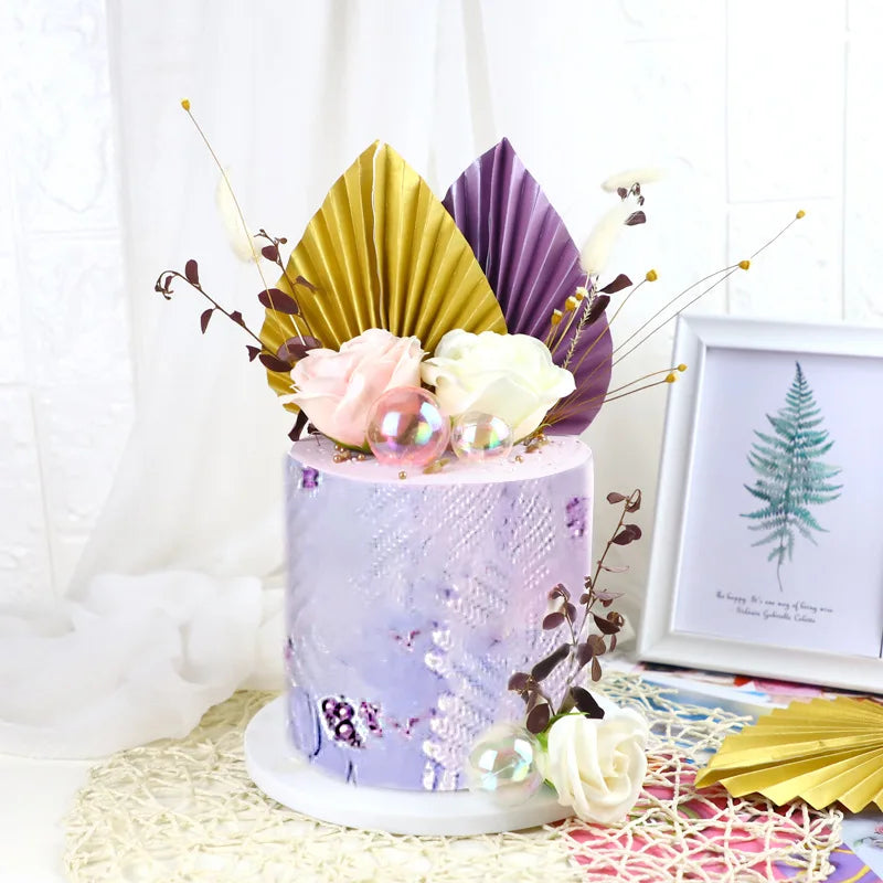 Paper Palm fan cake topper leaf 2Pcs