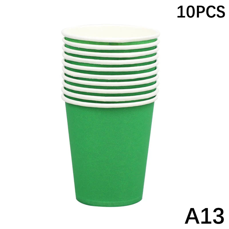 10PCS 9oz Solid Color Disposable Paper Cups