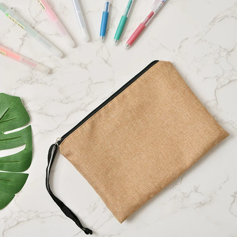 Letter print cosmetic linen makeup bag