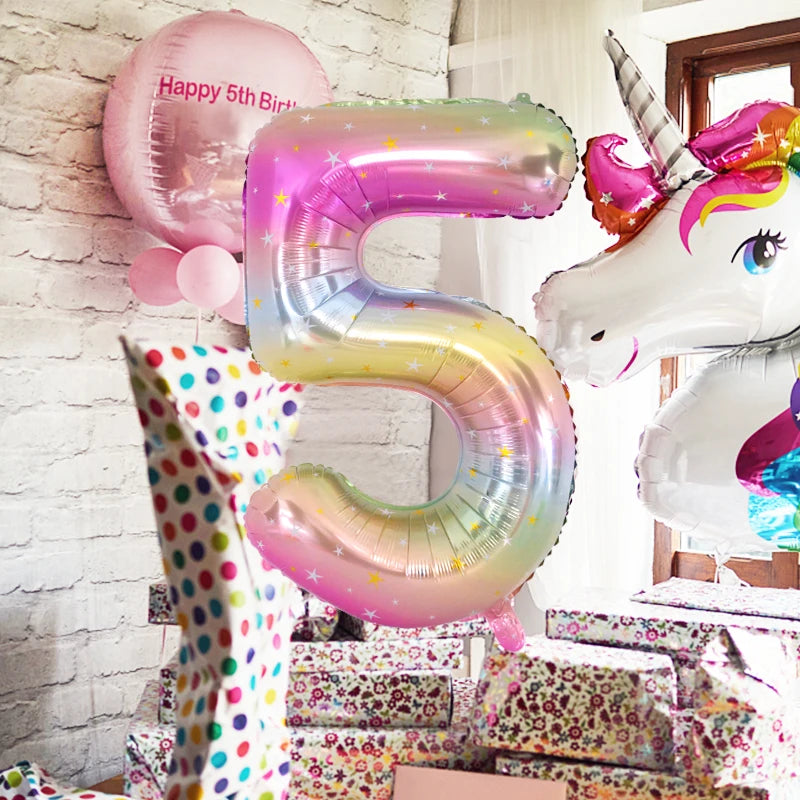 Rainbow Unicorn balloon number foil 40inch