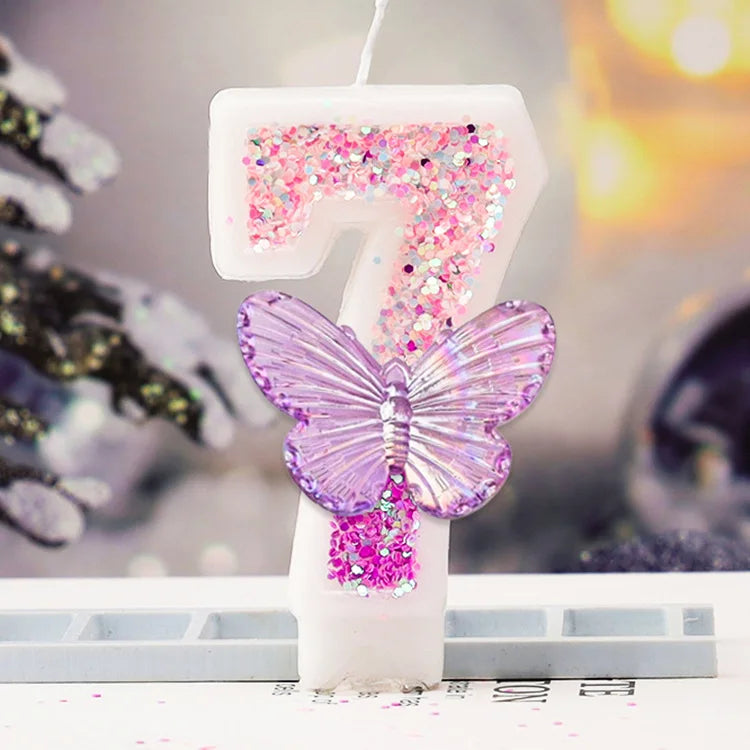 0–9 Purple Butterfly Number Candles