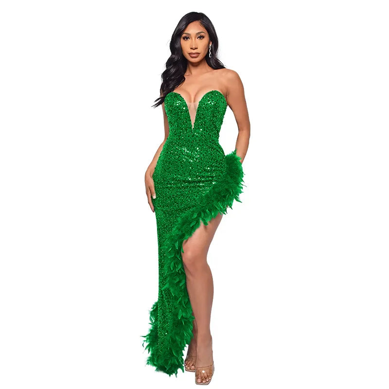 Dillma Sequin Feather Dress