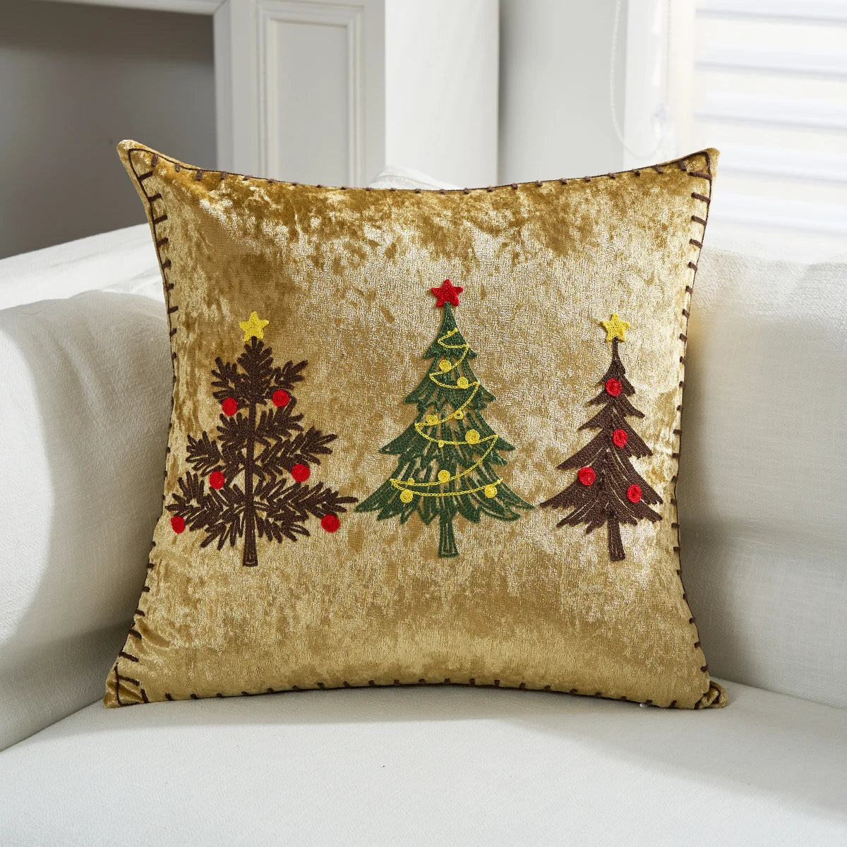 Gold Holiday Throw Pillow Cover 18×18