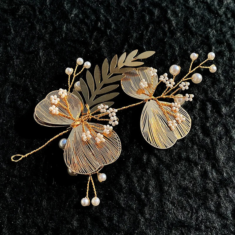 Flower hair jewelry Pearl Crystal
