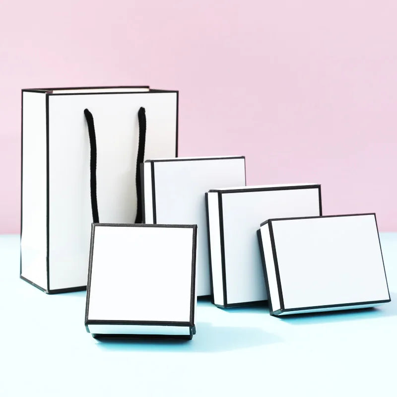 12pack White Black cardboard jewelry boxes 7x9x3cm