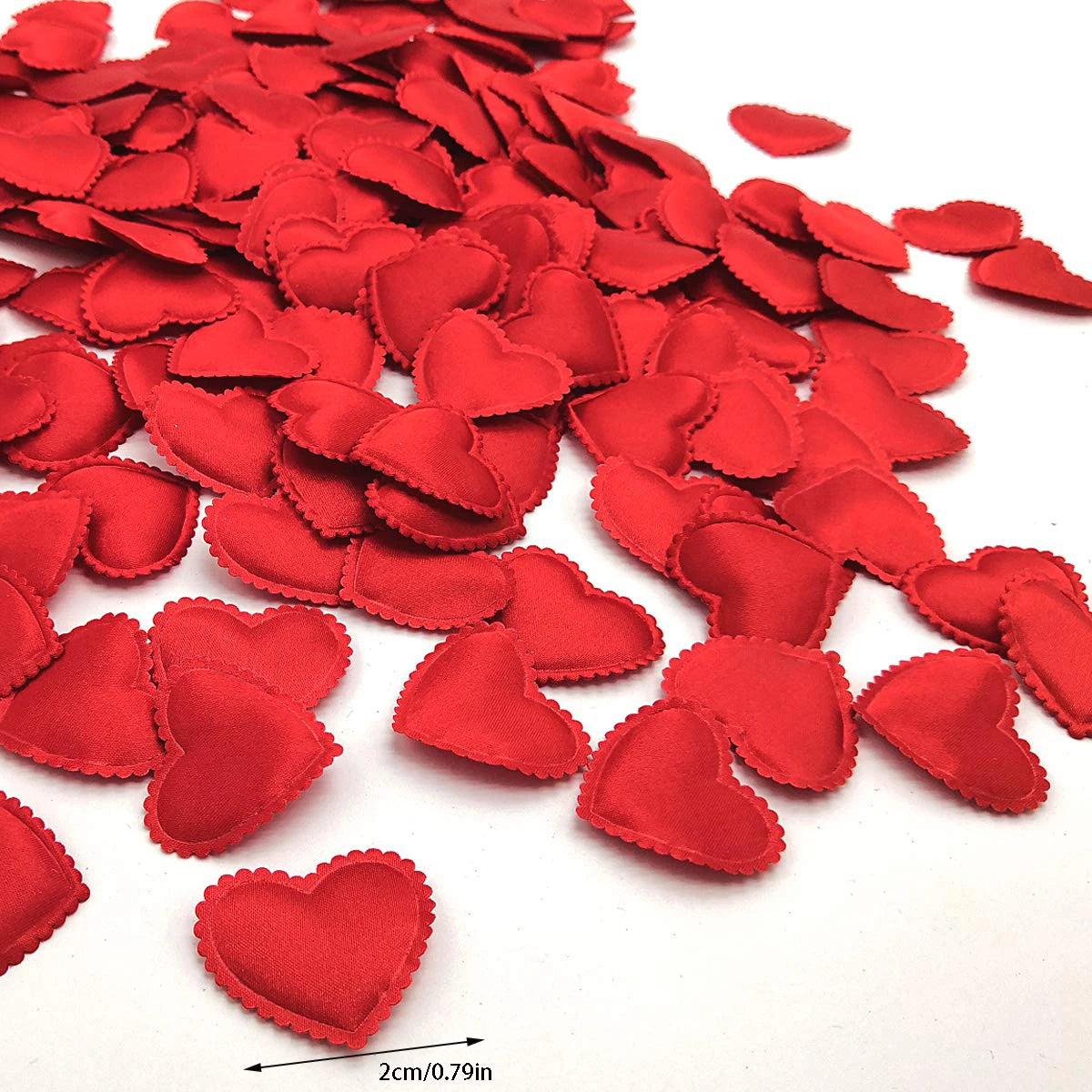 Heart padded fabric petals for table and carpet decoration 200Pcs