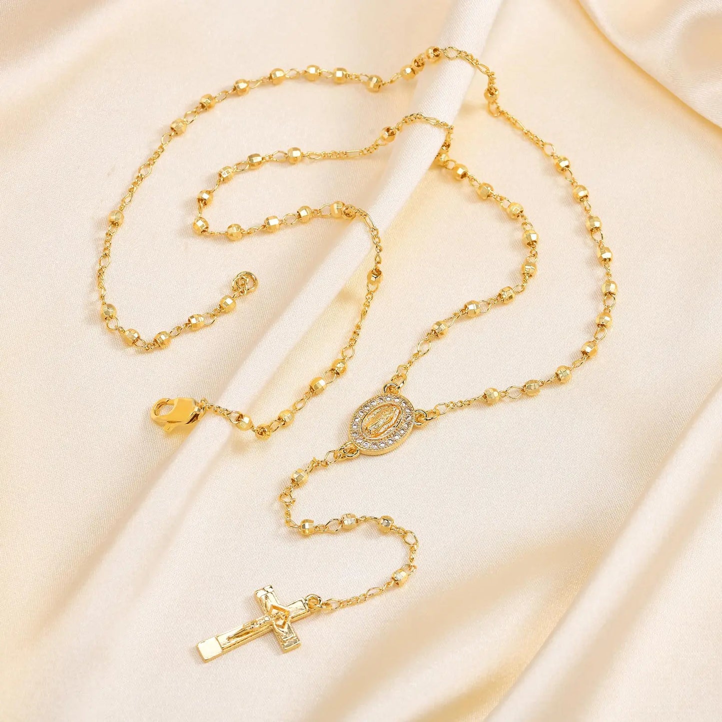 Virgin Mary Rosary & Cross of Jesus necklace