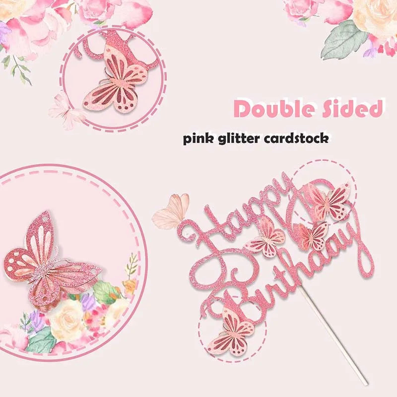 Pink Cake 3D decorations 13pcs