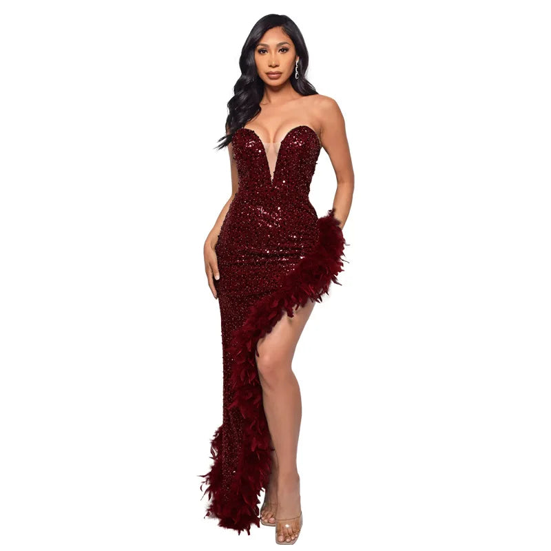 Dillma Sequin Feather Dress