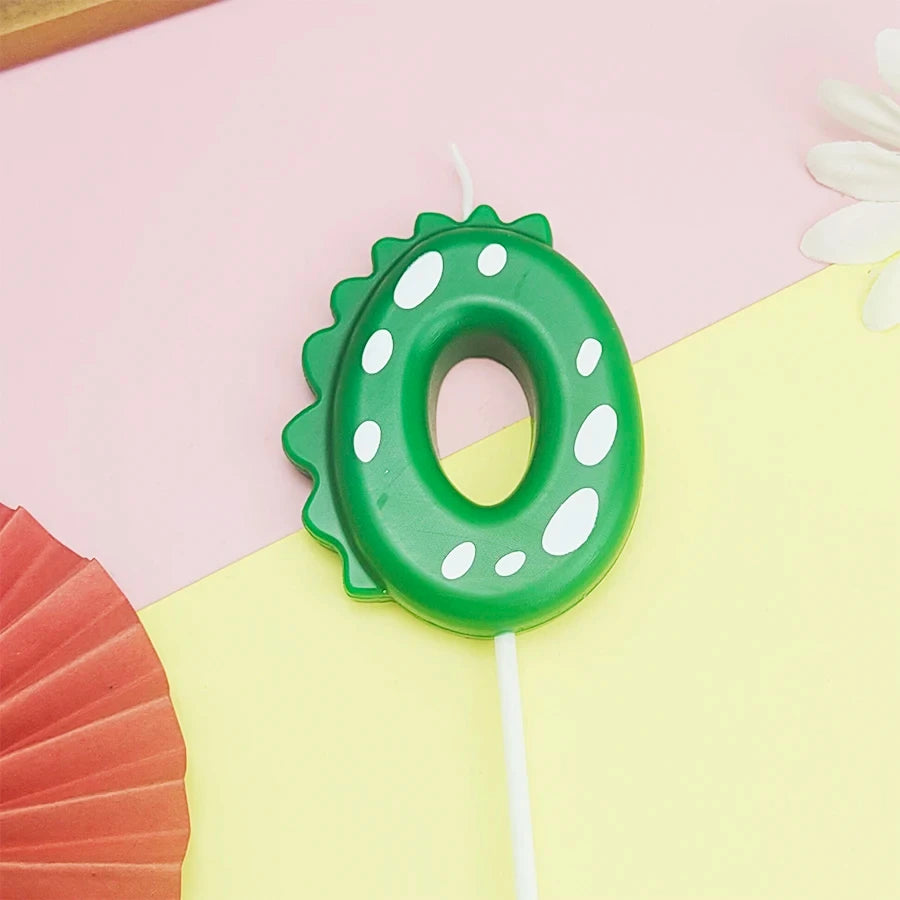 Green Dinosaur numbers 0-9 cake candle