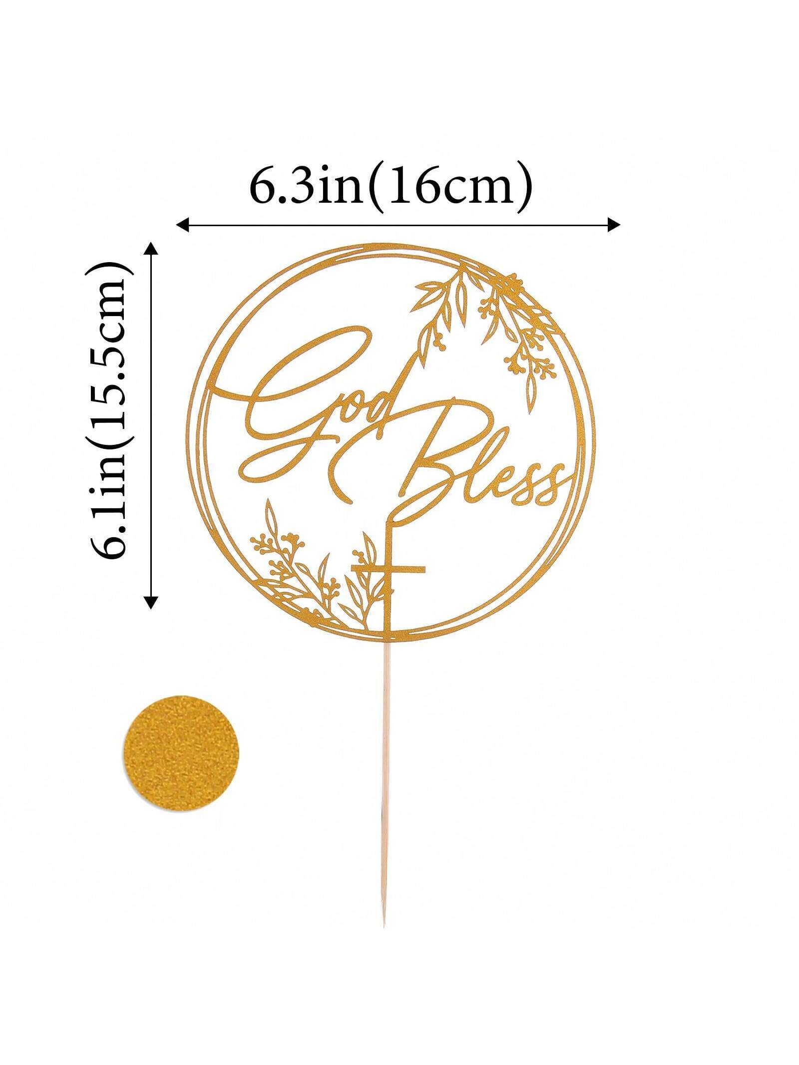 1Pc Mi Bautizo Gold Cake Topper - Divine Blessings Elegant Cake Decor for Celebrations, Baptisms & Milestones Decoration, Back to School Valentine Day