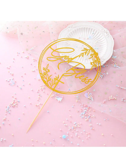1Pc Mi Bautizo Gold Cake Topper - Divine Blessings Elegant Cake Decor for Celebrations, Baptisms & Milestones Decoration, Back to School Valentine Day