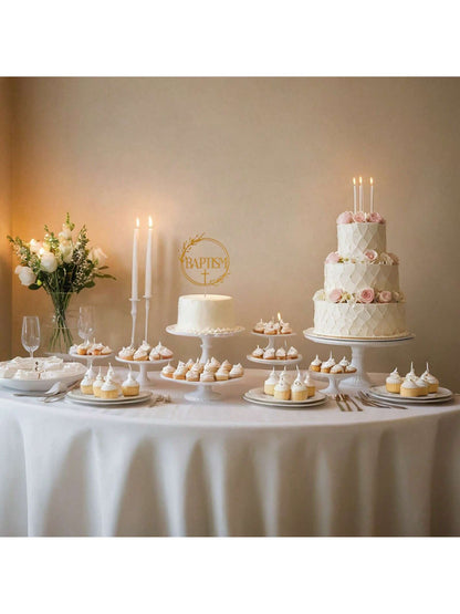 1Pc Mi Bautizo Gold Cake Topper - Divine Blessings Elegant Cake Decor for Celebrations, Baptisms & Milestones Decoration, Back to School Valentine Day