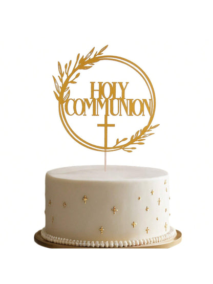 1Pc Mi Bautizo Gold Cake Topper - Divine Blessings Elegant Cake Decor for Celebrations, Baptisms & Milestones Decoration, Back to School Valentine Day