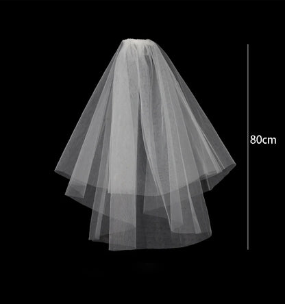 Short Bridal Wedding Veils Two Layer 75cm 2T
