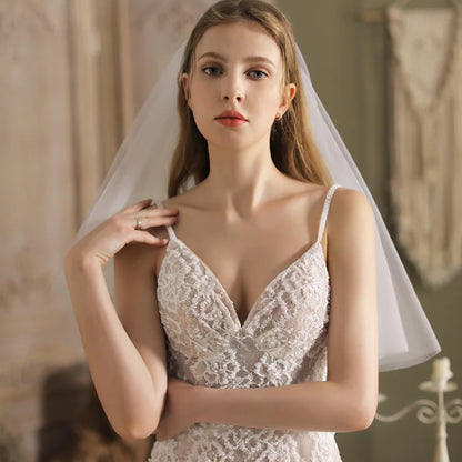 Short Bridal Wedding Veils Two Layer 75cm 2T