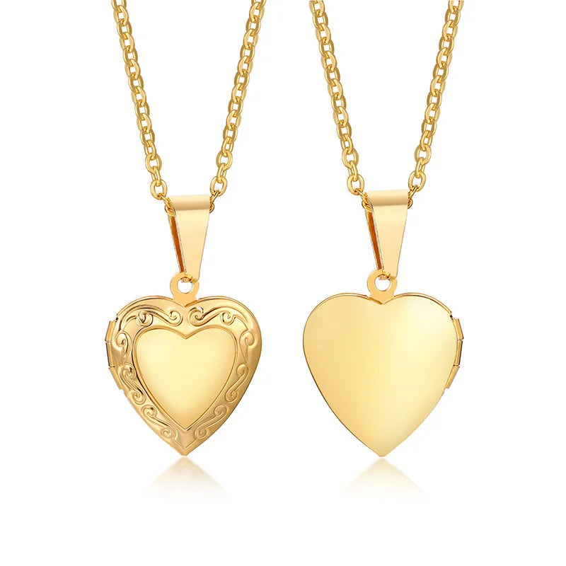Monogram floral Oval heart locket pendant necklaces