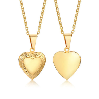 Monogram floral Oval heart locket pendant necklaces