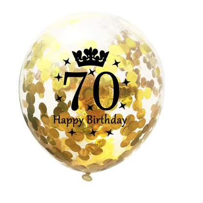12in Crown Number Confetti Balloons