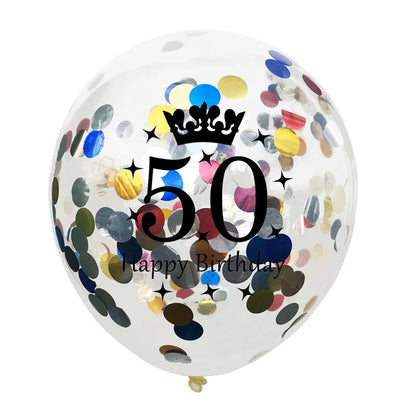 12in Crown Number Confetti Balloons
