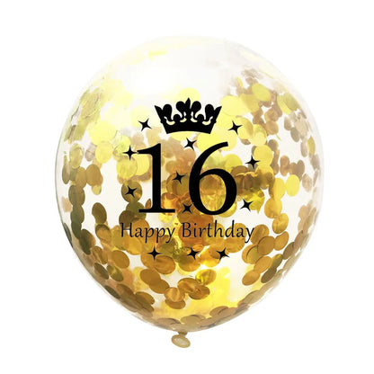 12in Crown Number Confetti Balloons