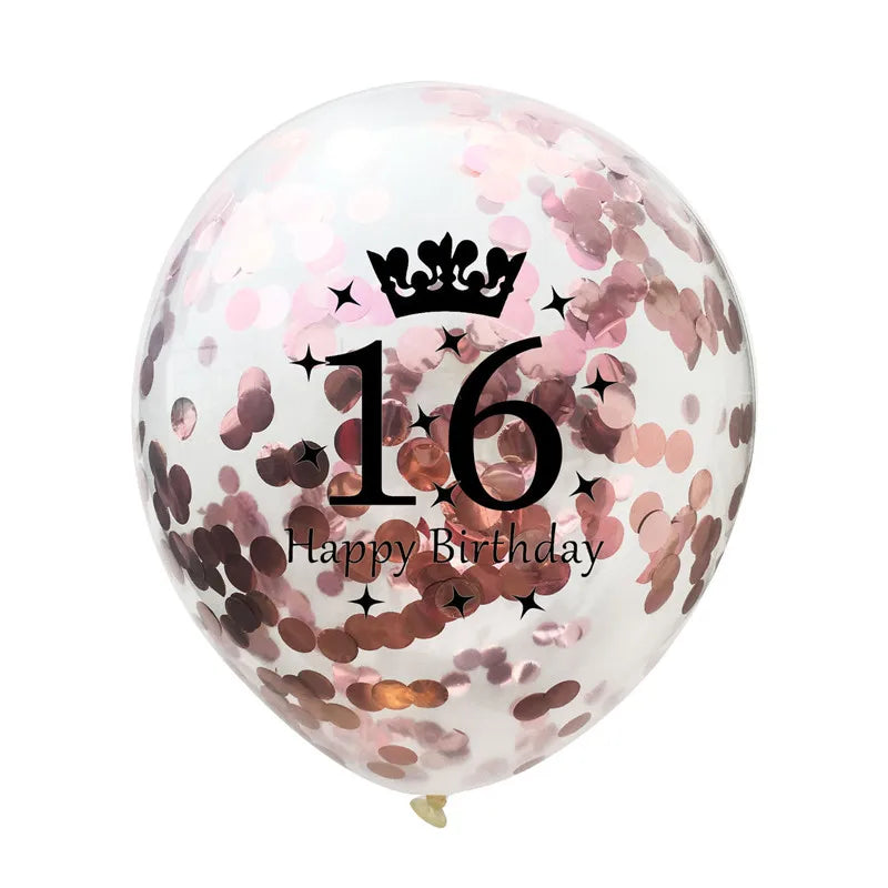 12in Crown Number Confetti Balloons