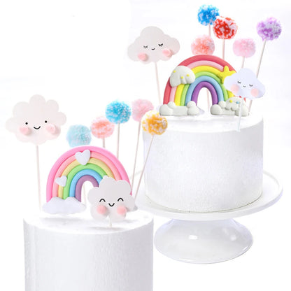 Smiling Face Cloud Rainbow Cake opper decoratings