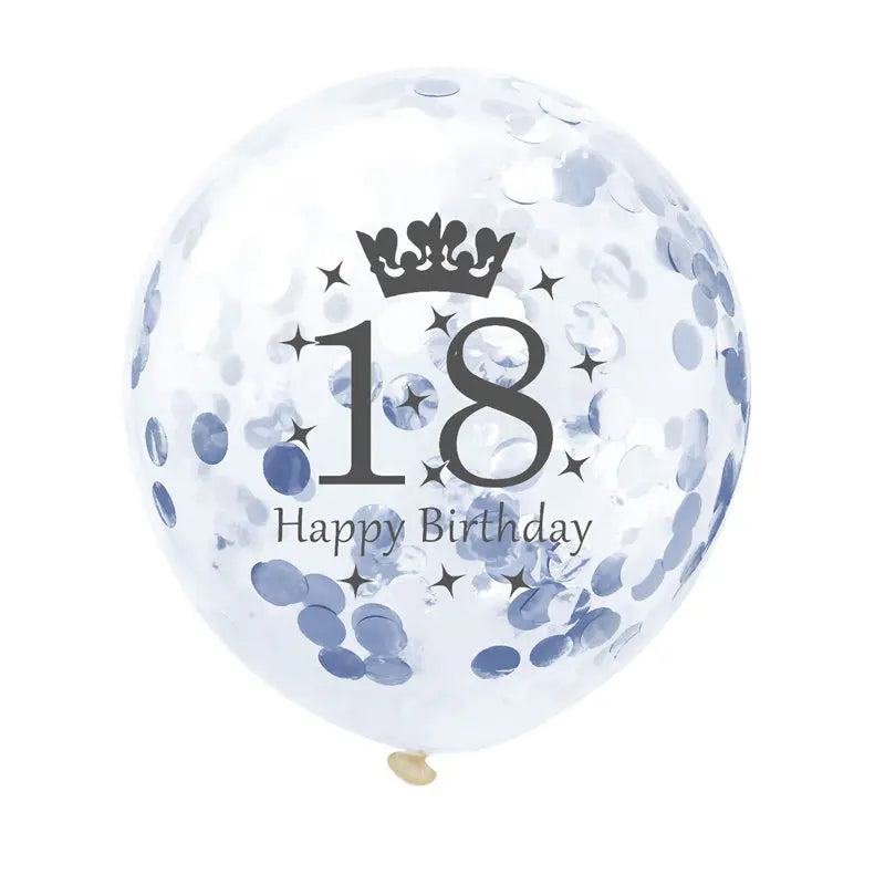 12in Crown Number Confetti Balloons