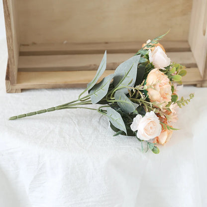 Autumn silk artificial roses flowers