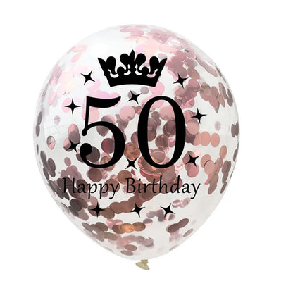 12in Crown Number Confetti Balloons