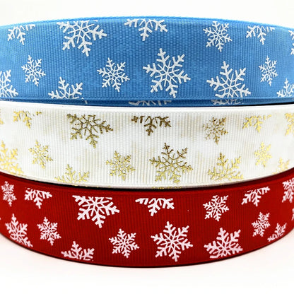 DIY Christmas Ribbon 25mm – Snowflake Grosgrain, 5 Yards